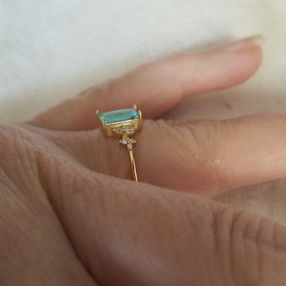 Rectangular size 8 ring ocean blue - Picture 6 of 10